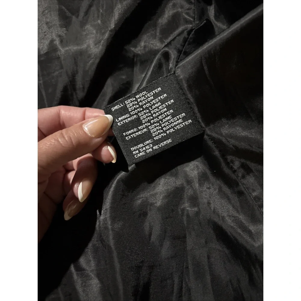 Guess Pea Coat womens Large Y2K Wool Blend Toggle Zipper Removable Hood Black